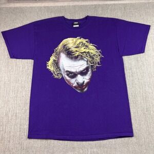 Vintage Batman The Dark Knight Joker Big Face T Shirt Men's Large Purple Ledger